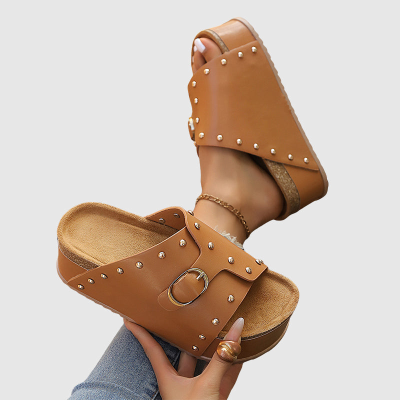 Nova - Women’s Studded Platform Slide Sandals