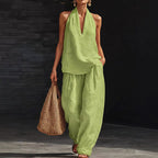 Aubrey - Halter Neck Sleeveless Top and Pants Set