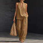 Aubrey - Halter Neck Sleeveless Top and Pants Set