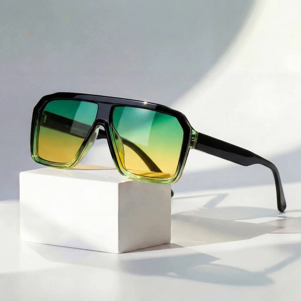 Oversized Shield Gradient Lens Sunglasses