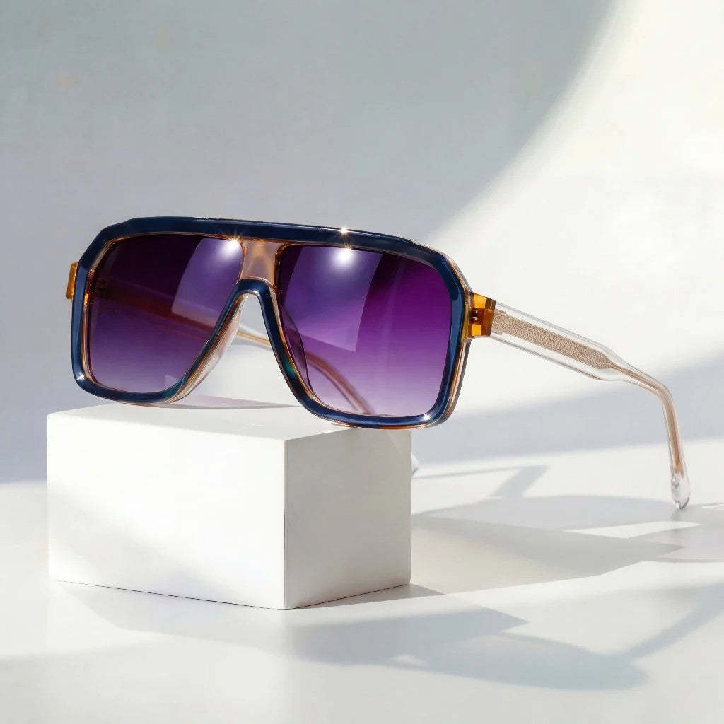 Oversized Shield Gradient Lens Sunglasses