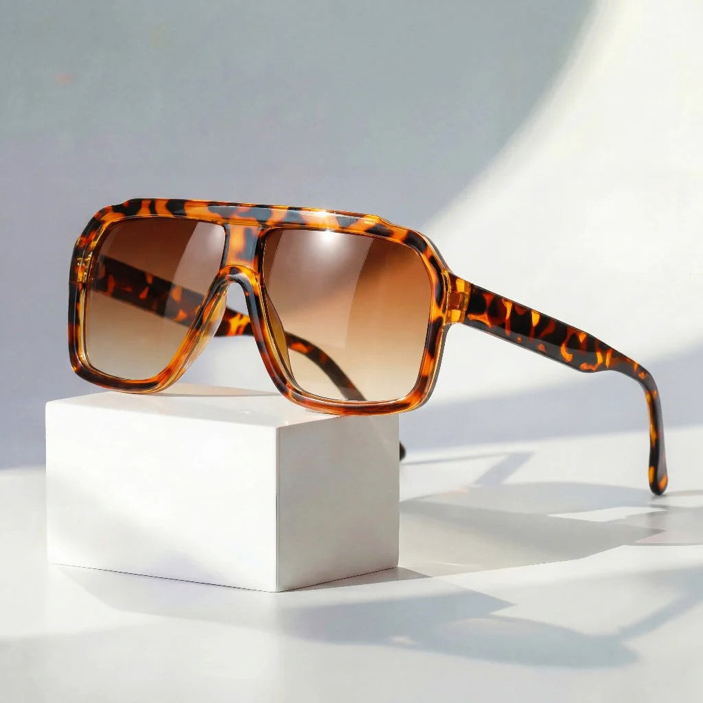 Oversized Shield Gradient Lens Sunglasses