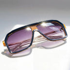 Oversized Shield Gradient Lens Sunglasses
