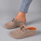 Pauline - Women’s Slip-On Buckle Detail Clogs