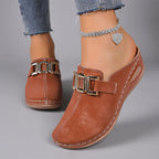 Pauline - Women’s Slip-On Buckle Detail Clogs