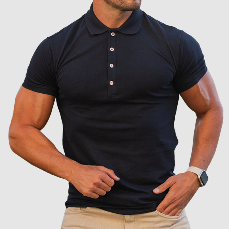 Raymond - Slim Fit Polo T-Shirt with Button Placket