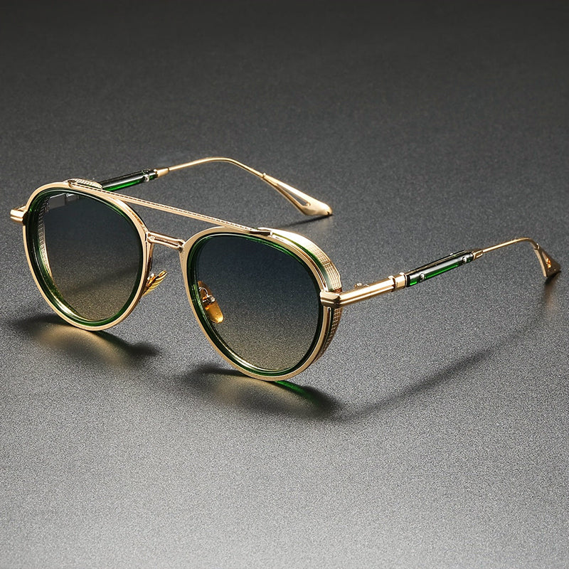 Raynox - Round Metal Frame Sunglasses with Temple Accents