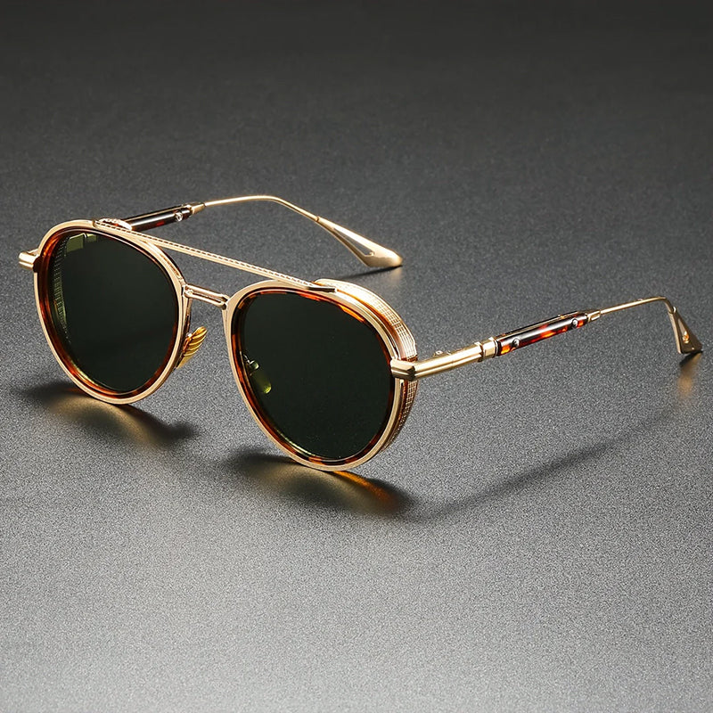 Raynox - Round Metal Frame Sunglasses with Temple Accents