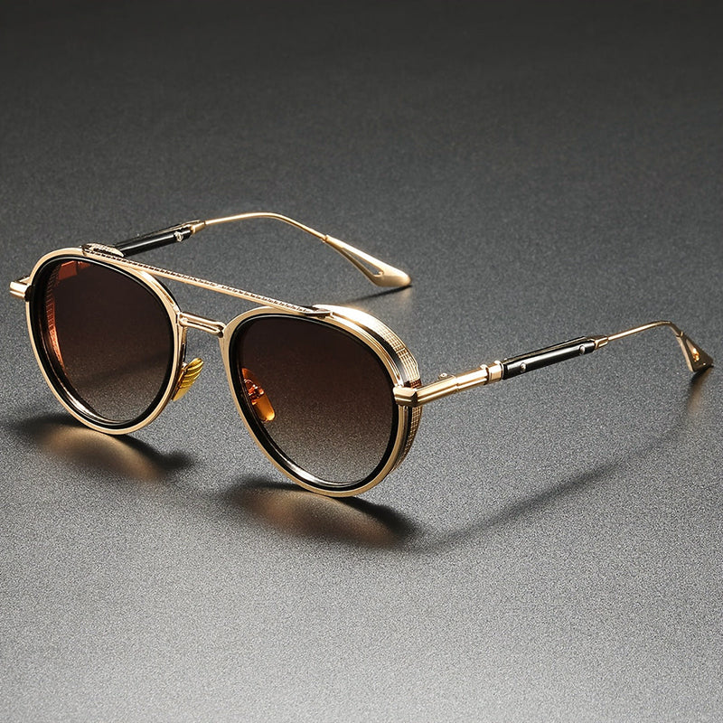 Raynox - Round Metal Frame Sunglasses with Temple Accents