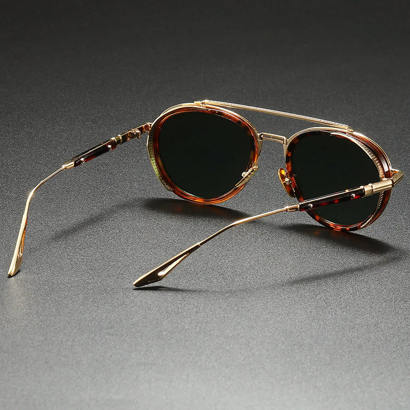 Raynox - Round Metal Frame Sunglasses with Temple Accents