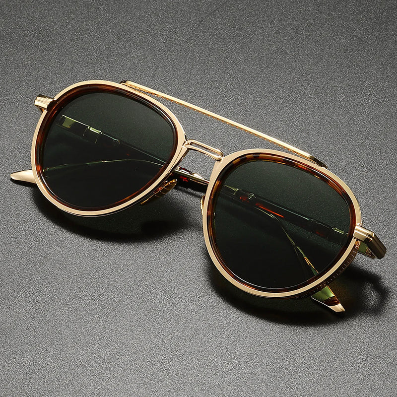 Raynox - Round Metal Frame Sunglasses with Temple Accents
