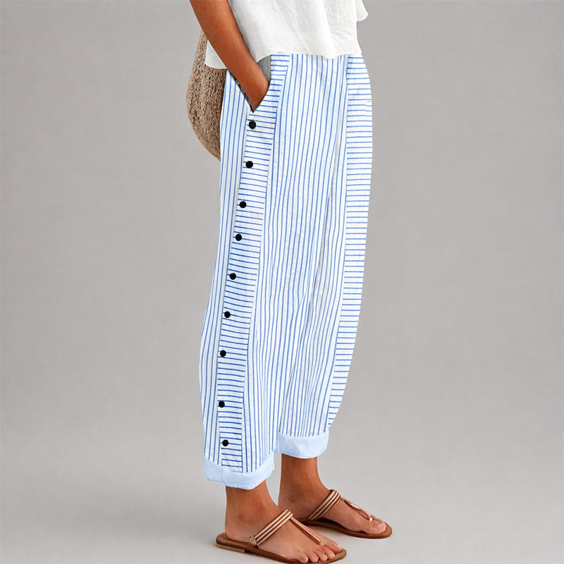 Rebecca - Women’s Relaxed Fit Cropped Striped Pants