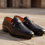 Rowan - Men's Perforated Dress Loafers with Metal Accent Strap