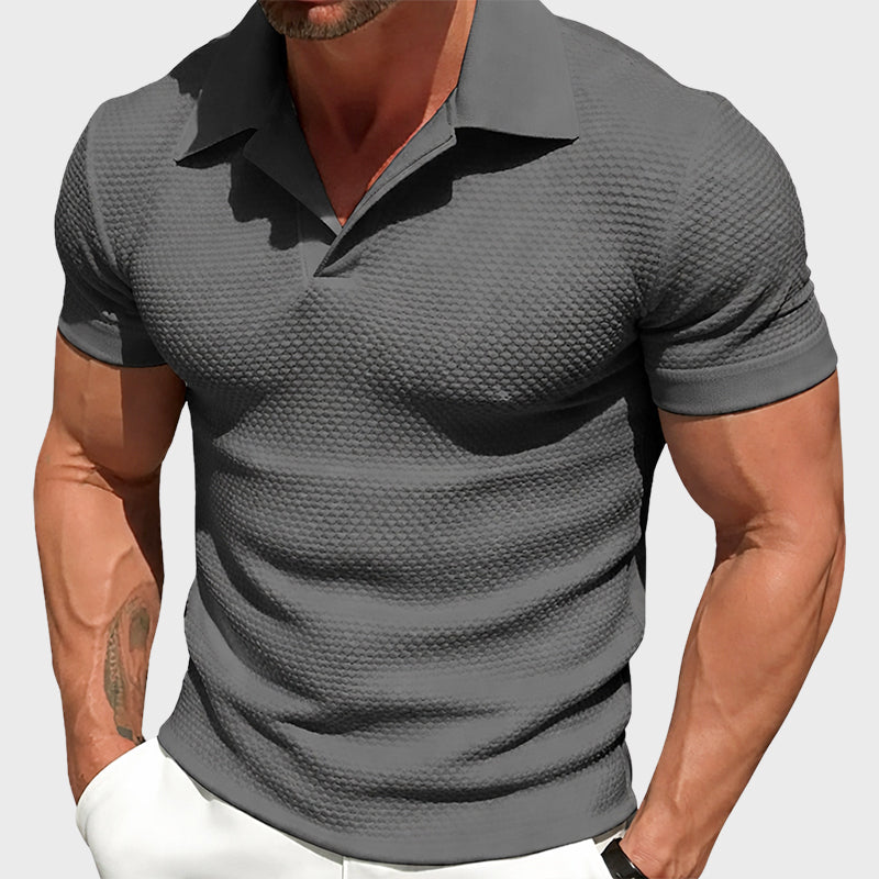 Ryan - Men's Textured Slim Fit Short Sleeve Polo Shirt