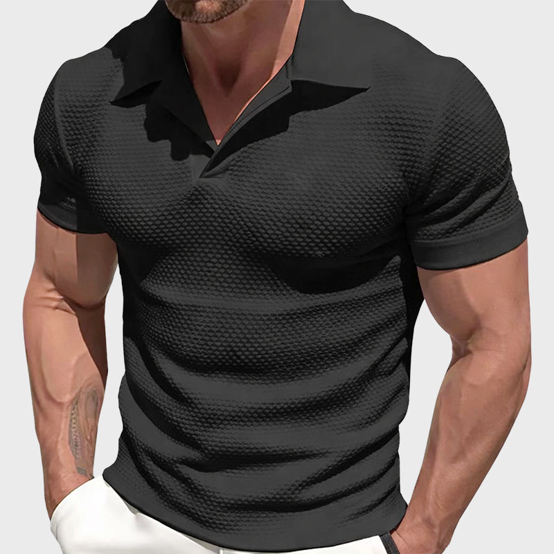 Ryan - Men's Textured Slim Fit Short Sleeve Polo Shirt