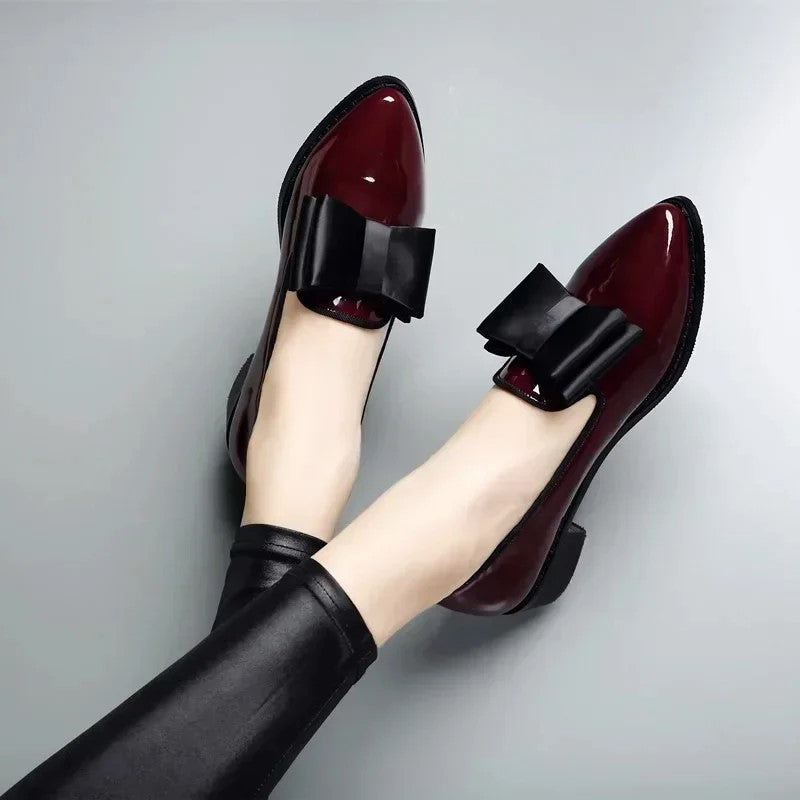 Scarlett - Women’s Pointed Toe Bow Detail Loafers