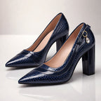 Scarlett - Women’s Embossed Finish Elegant Block Heels