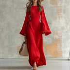 Scarlett - Women's Long Sleeve Flowy Waist Tie Maxi Dress