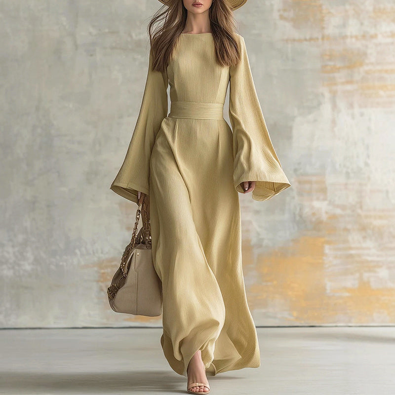 Scarlett - Women's Long Sleeve Flowy Waist Tie Maxi Dress