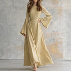 Scarlett - Women's Long Sleeve Flowy Waist Tie Maxi Dress
