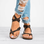 Shannon - Women’s Cross Strap Adjustable Flat Sandals