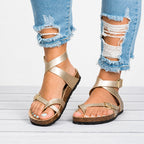 Shannon - Women’s Cross Strap Adjustable Flat Sandals