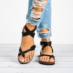 Shannon - Women’s Cross Strap Adjustable Flat Sandals
