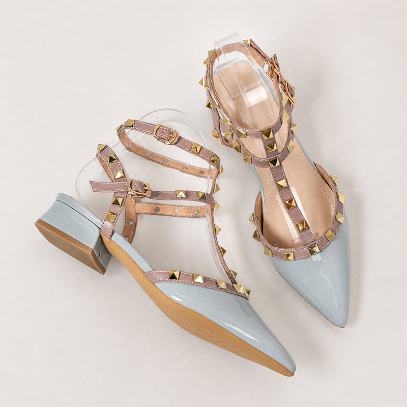 Shirley - Women’s Studded Strap Block Heel Pumps