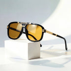 Solvra - Double Bridge Oversized Square Sunglasses