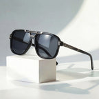 Solvra - Double Bridge Oversized Square Sunglasses
