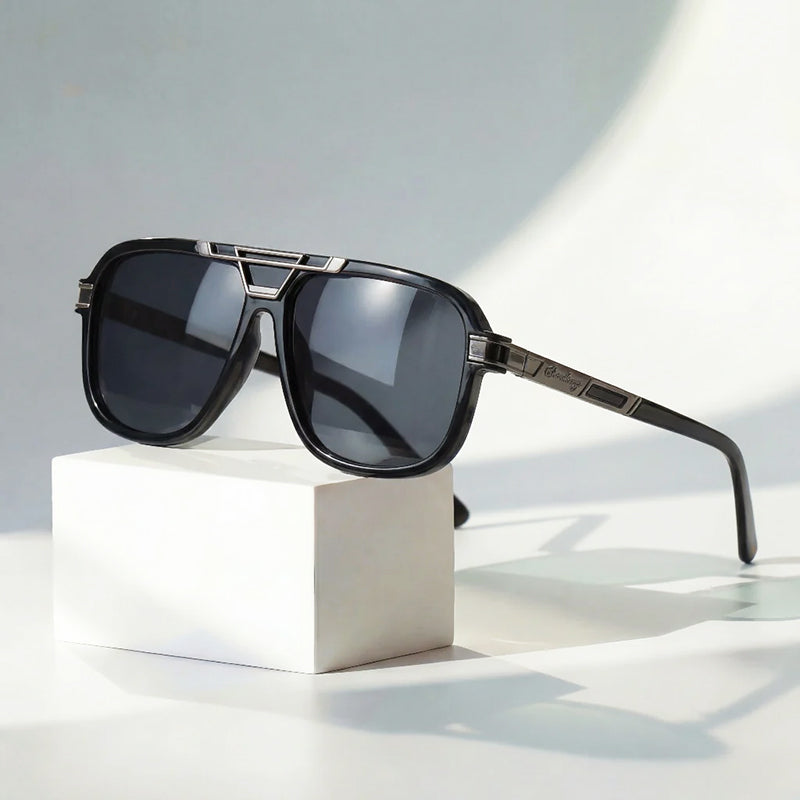 Solvra - Double Bridge Oversized Square Sunglasses