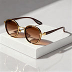 Solvra - Round Frame Retro Sunglasses with Metal Detail