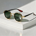Solvra - Round Frame Retro Sunglasses with Metal Detail