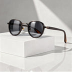 Solvra - Round Frame Retro Sunglasses with Metal Detail