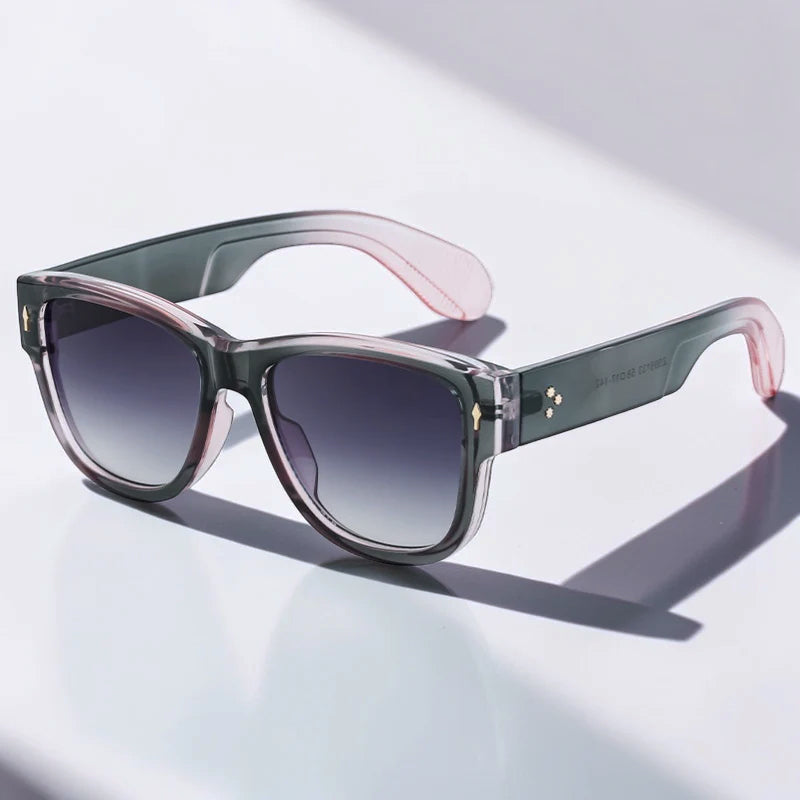 Sorell - Classic Square Frame Sunglasses with Temple Accents