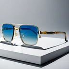 Square Frame Gradient Lens Metal Sunglasses