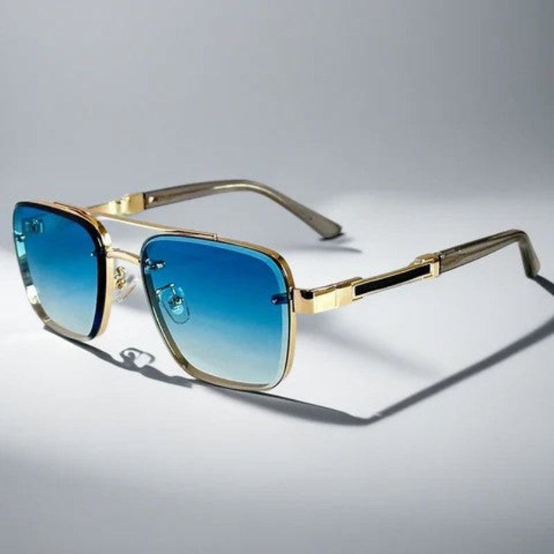 Square Frame Gradient Lens Metal Sunglasses