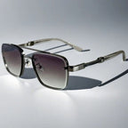 Square Frame Gradient Lens Metal Sunglasses