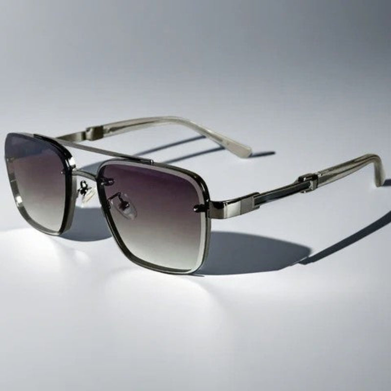 Square Frame Gradient Lens Metal Sunglasses