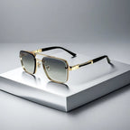 Square Frame Gradient Lens Metal Sunglasses