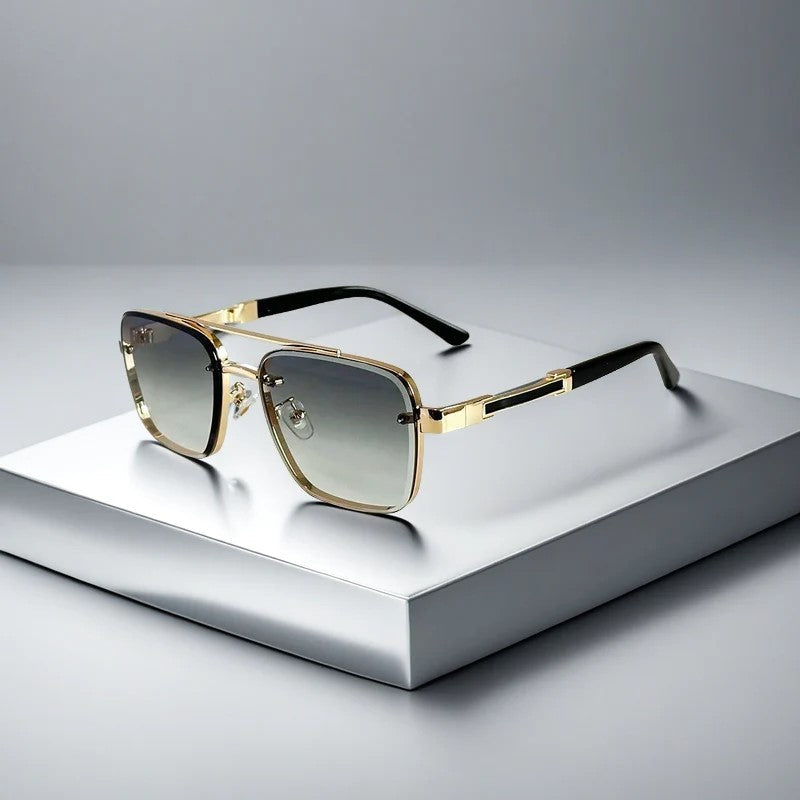 Square Frame Gradient Lens Metal Sunglasses