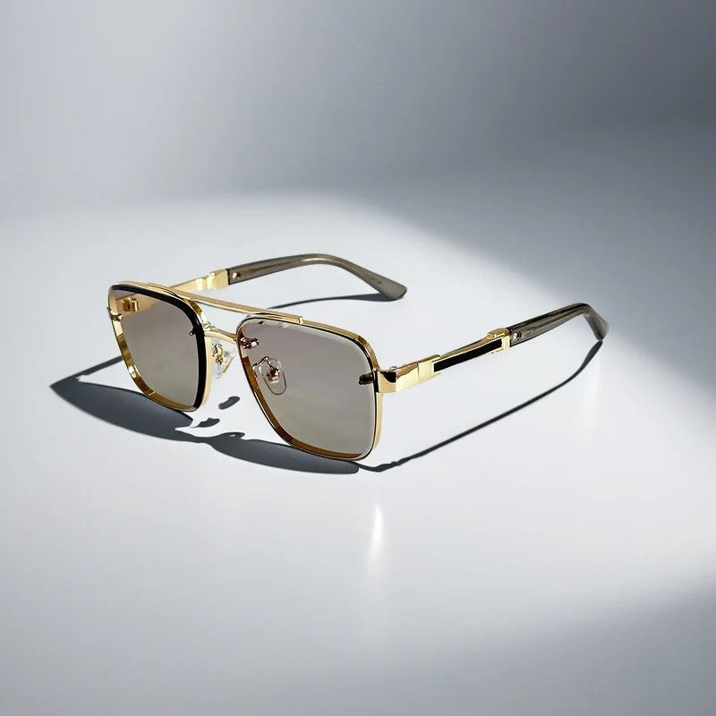 Square Frame Gradient Lens Metal Sunglasses