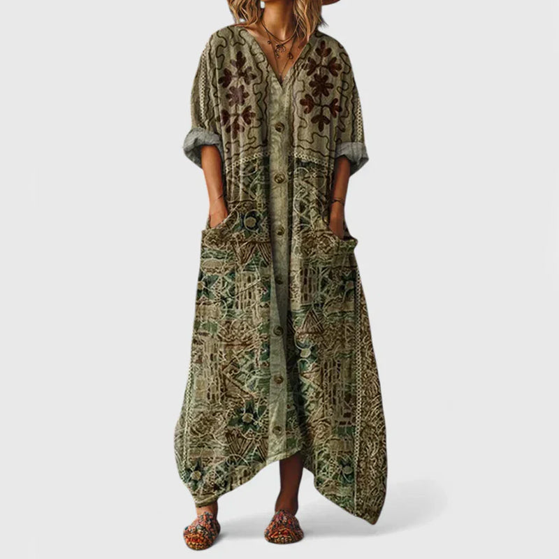 Valentina - Women’s Breezy Bohemian Pocket Maxi Dress