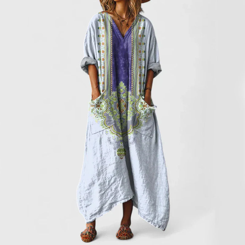 Valentina - Women’s Breezy Bohemian Pocket Maxi Dress