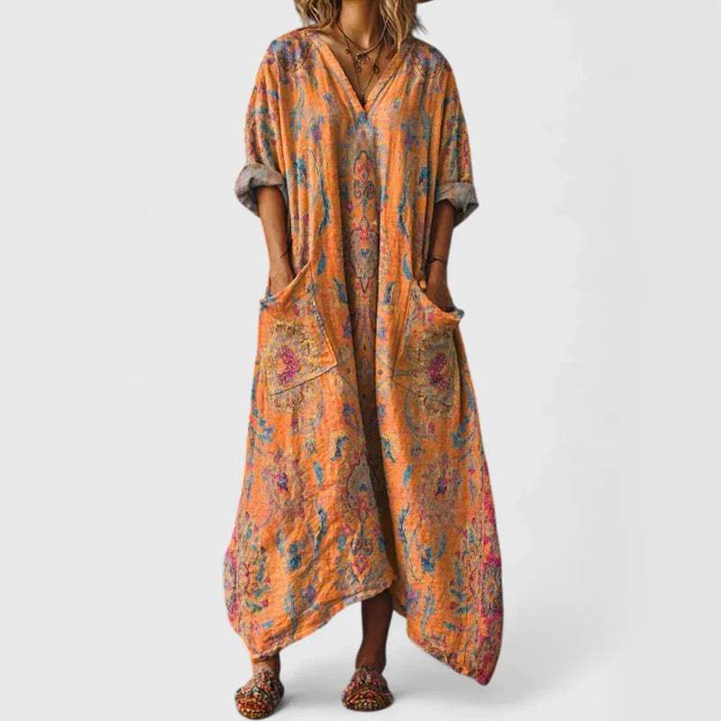 Valentina - Women’s Breezy Bohemian Pocket Maxi Dress