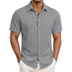Victor - Men's Short Sleeve Shirt with Plaid Trim