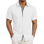 Victor - Men's Short Sleeve Shirt with Plaid Trim