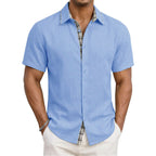 Victor - Men's Short Sleeve Shirt with Plaid Trim