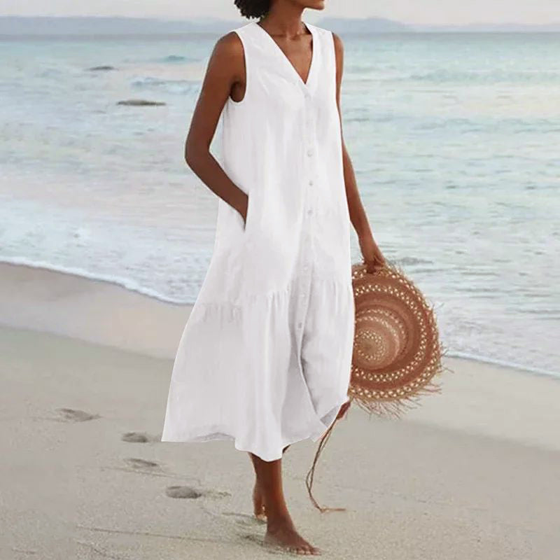 Victoria - Women’s Lightweight Button-Down Maxi Dress