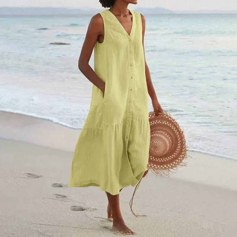 Victoria - Women’s Lightweight Button-Down Maxi Dress